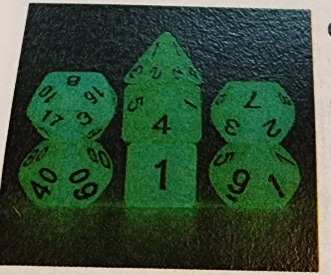 GLOW IN THE DARK- BLUE AND GREEN RPG DICE SET