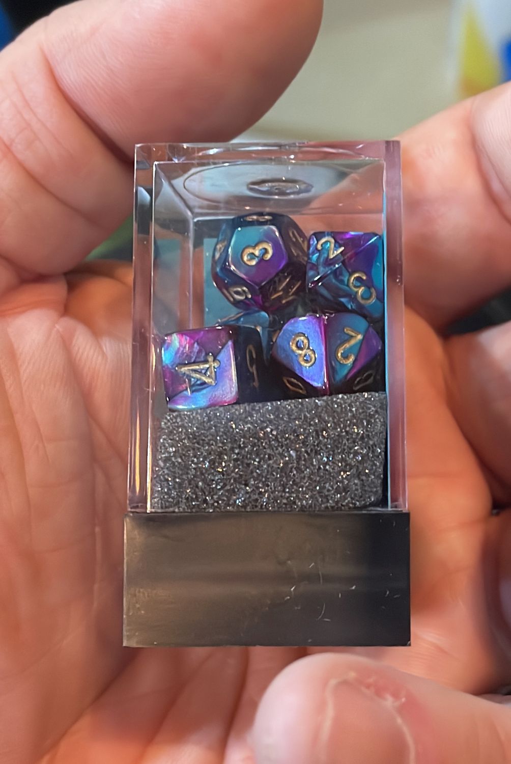 Gemini Purple Teal Gold mini dice
