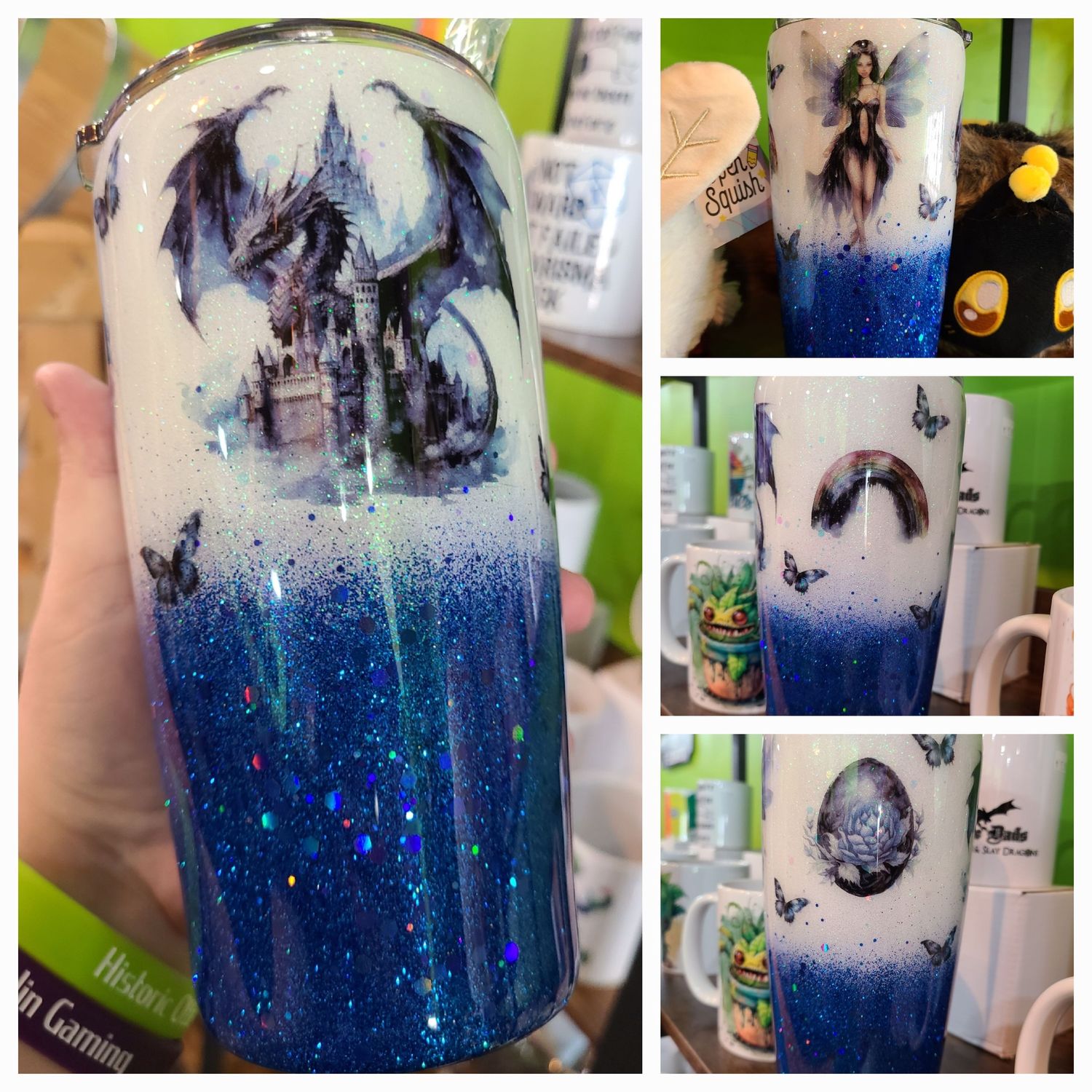 Epoxy Tumbler- Blue/White Dragon&amp;Fairy