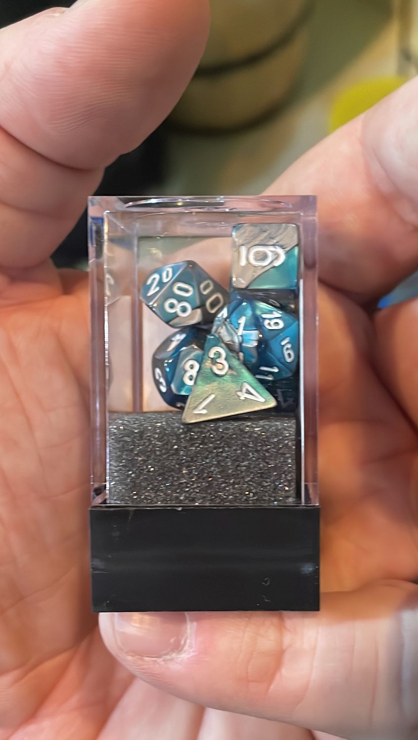 Gemini Steel Teal White mini dice