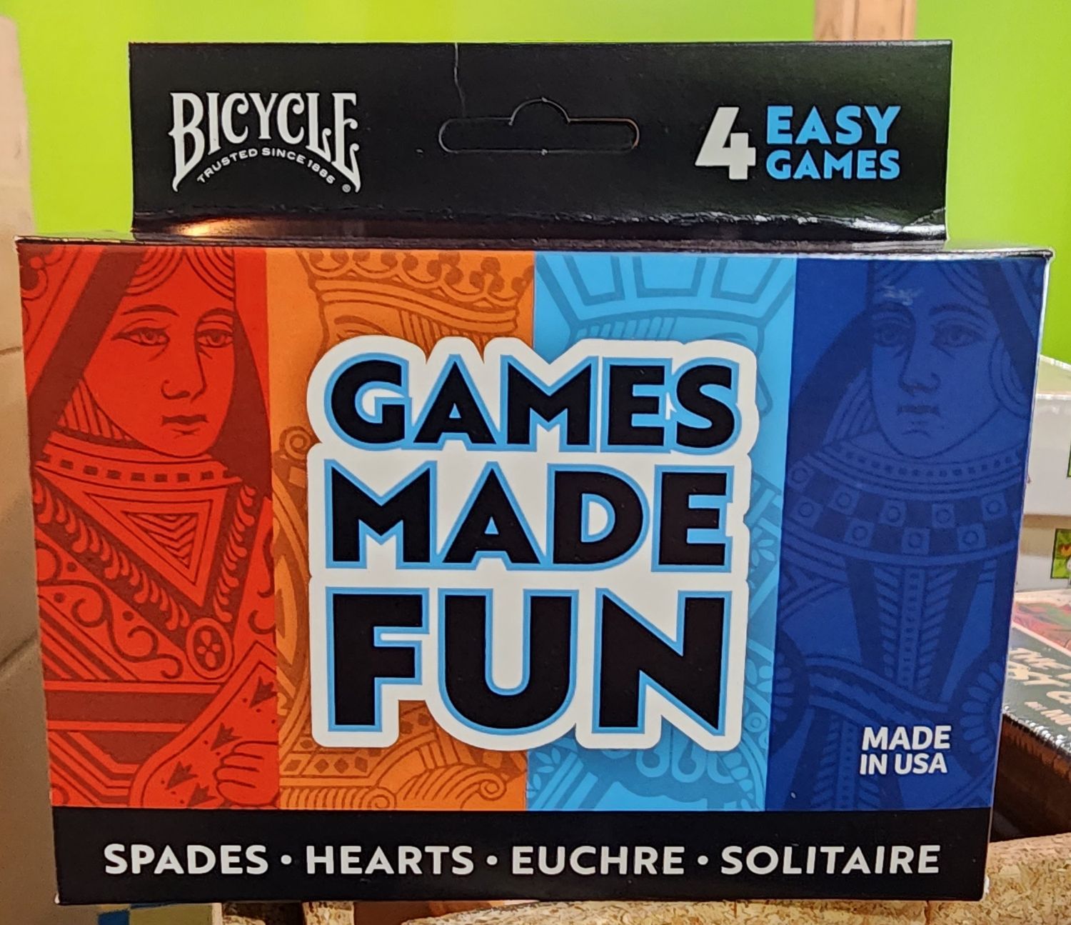 BICYCLE 4 GAMES PACK GAMES MADE FUN SPADES HEARTS EUCHRE SOLITAIRE