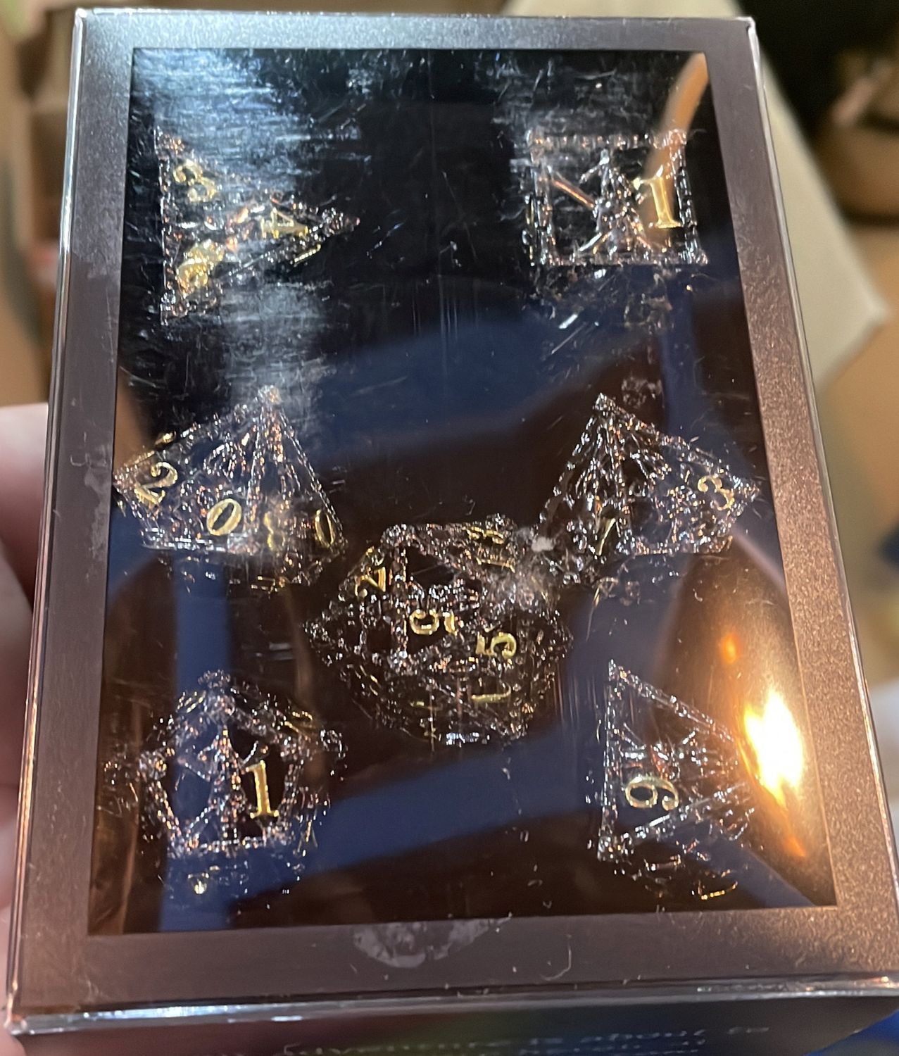 7th Circle Black and Gold Hollow Dice Set