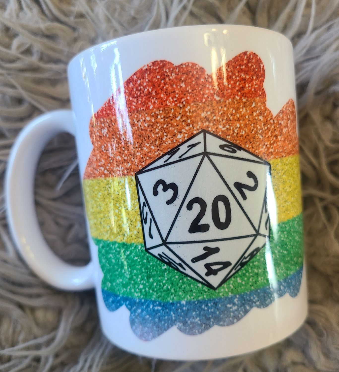 Mug- Glitter Rainbow D20