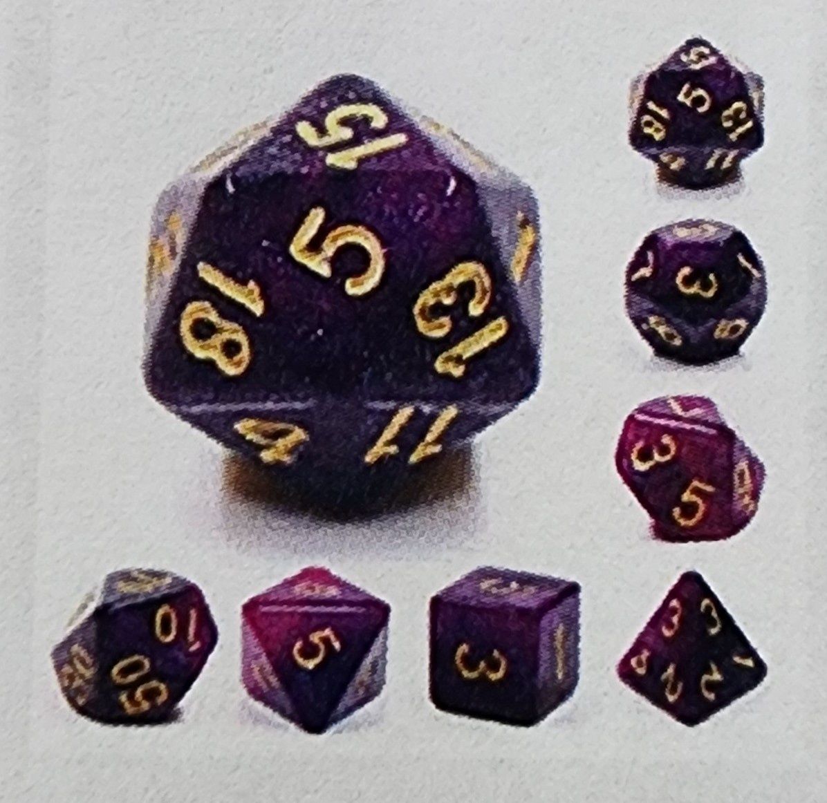 BLACK &amp; PURPLE GALAXY RPG DICE