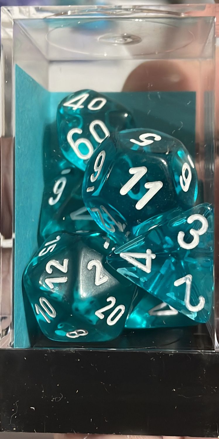 Chessex Translucent Teal/White dice set