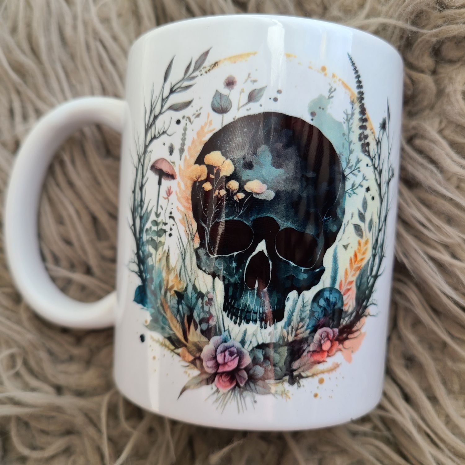 Skull w/Floral Mug