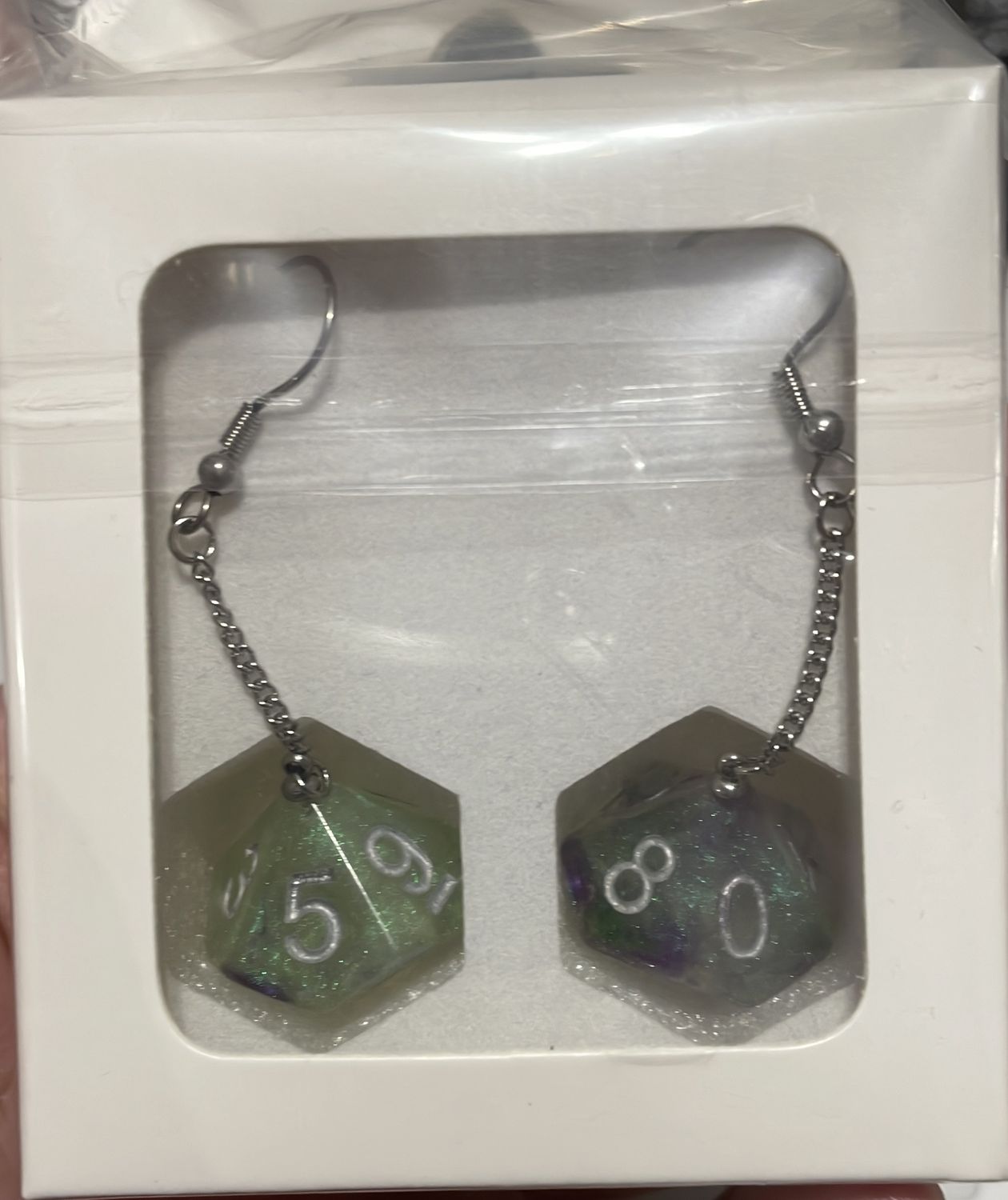 D10 Galaxy Earings Green &amp; Purple