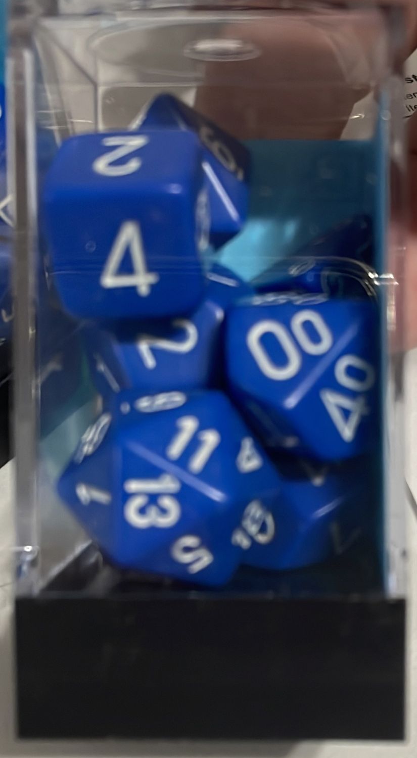Opaque Blue/White dice set