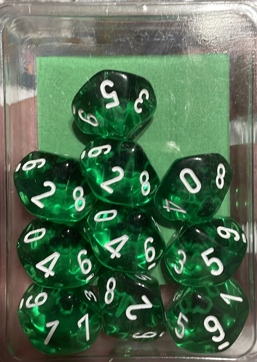 Chessex Translucent Green/White D10