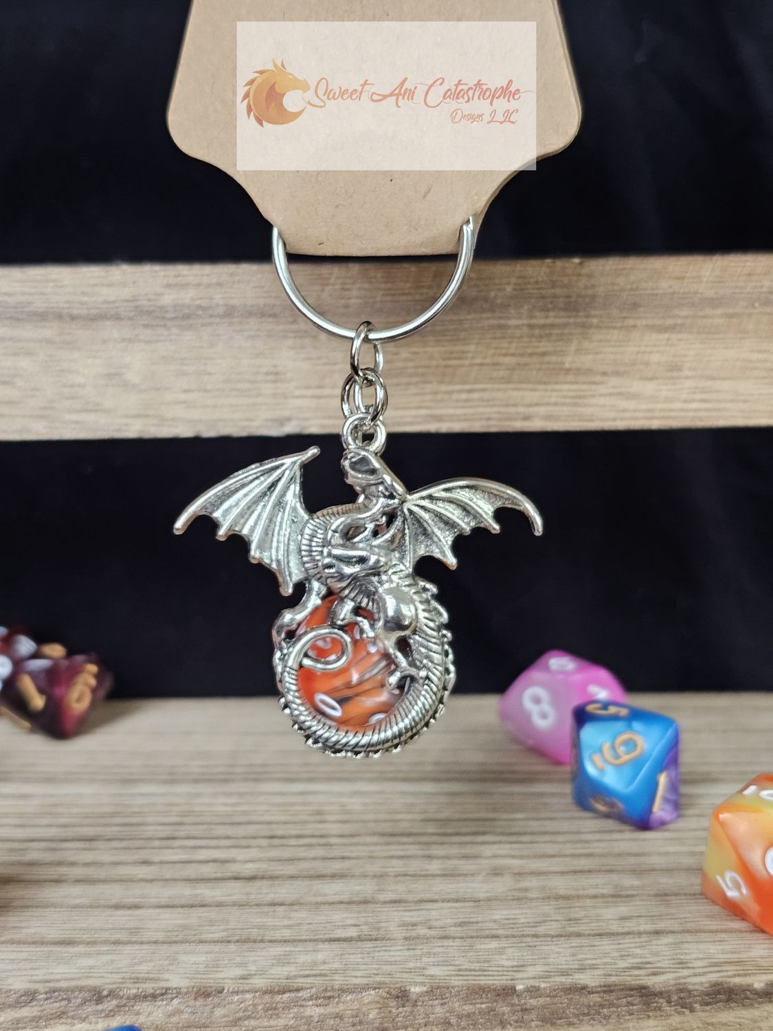 Smoke And Fire Dragon Keychain