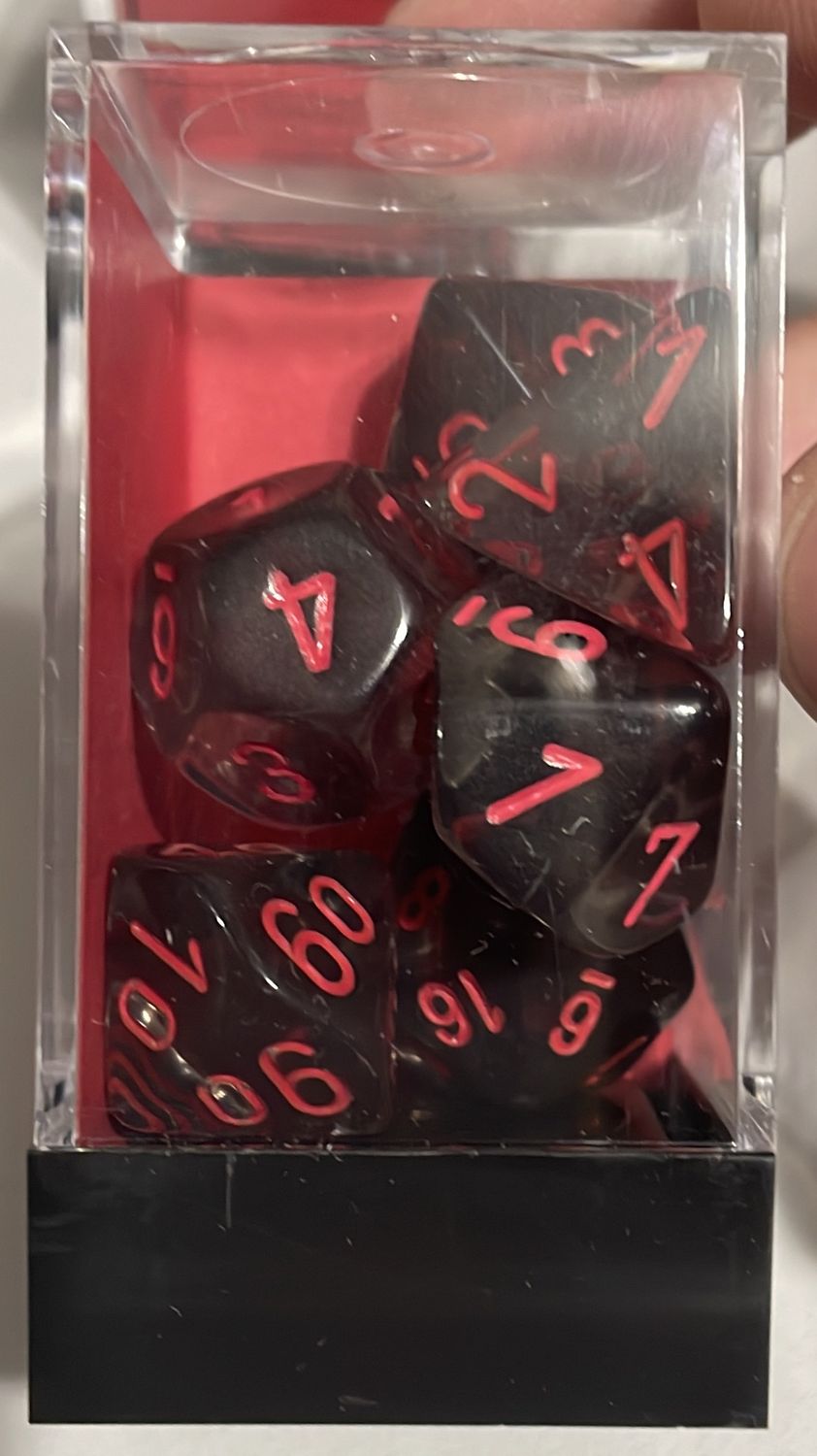 Translucent Smoke/Red dice set
