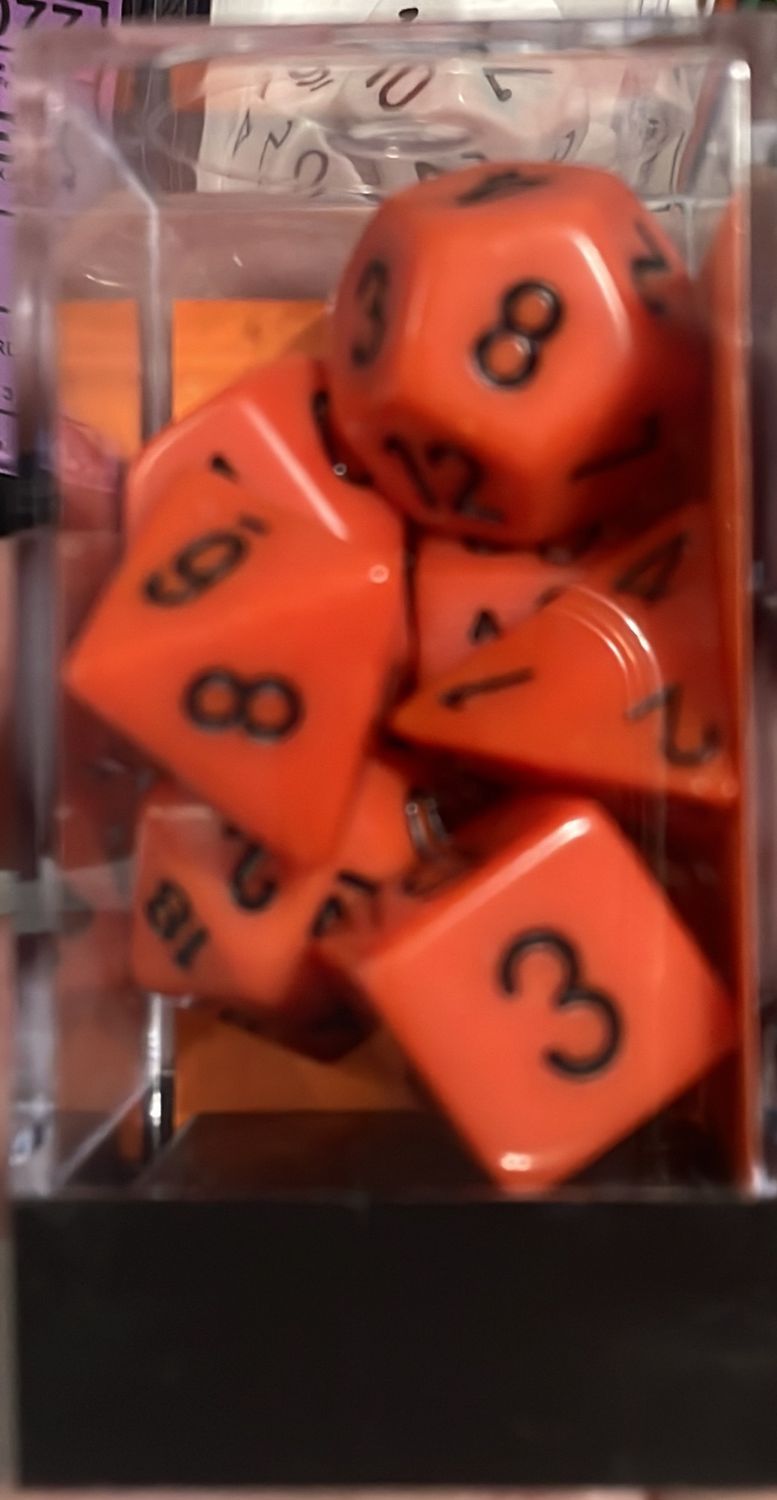 Opaque Orange/Black dice set