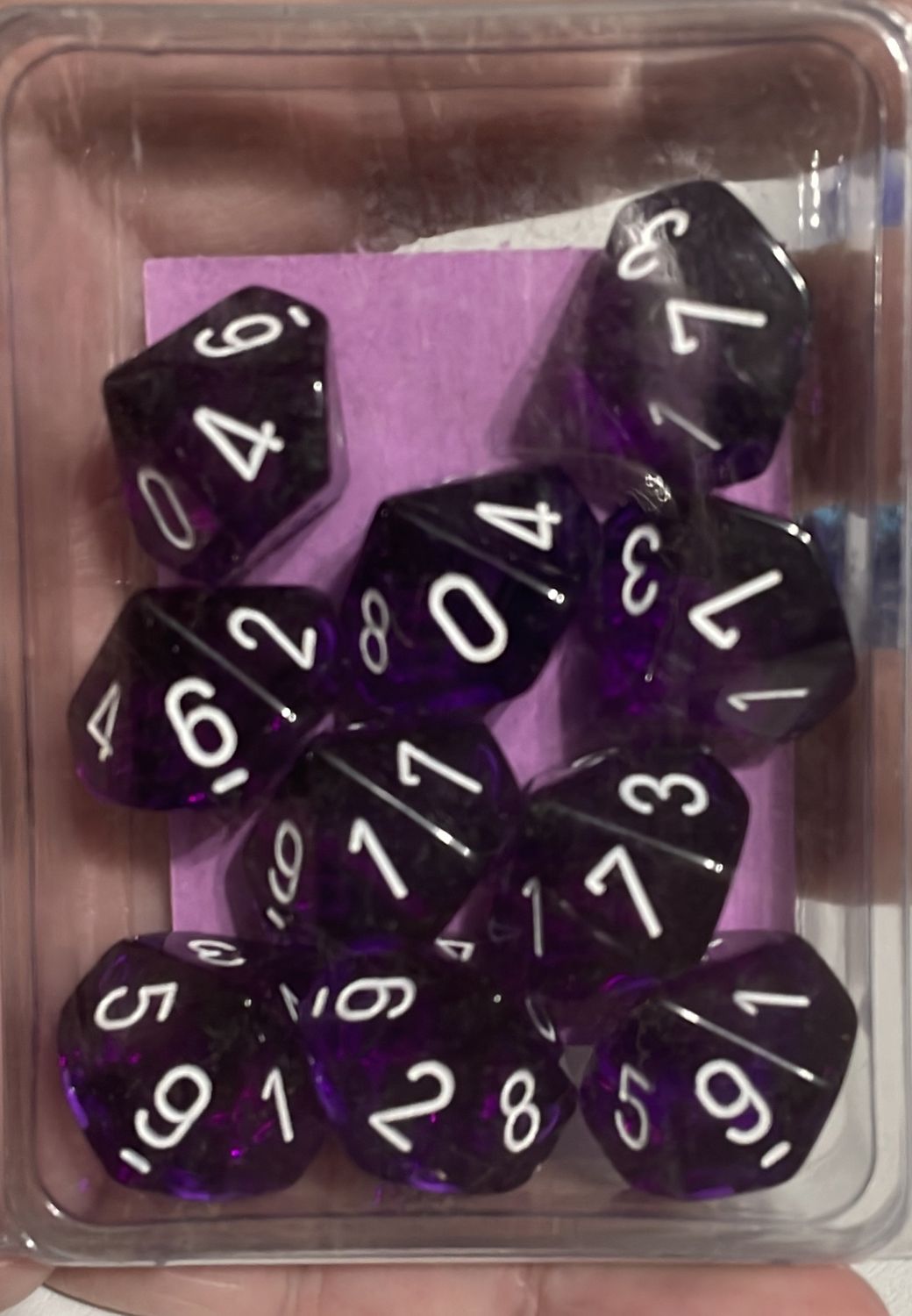 Chessex Translucent Purple/White D10