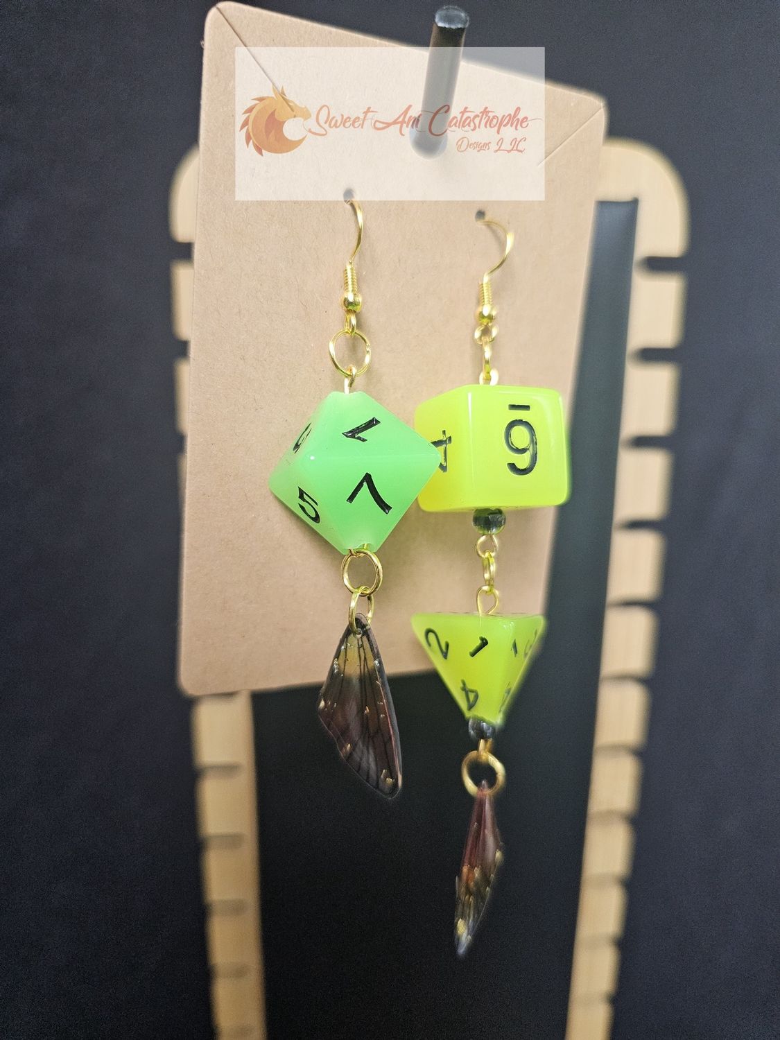 Goblin Gardenia Faerie Wing Mismatch Asymetrical Earrings