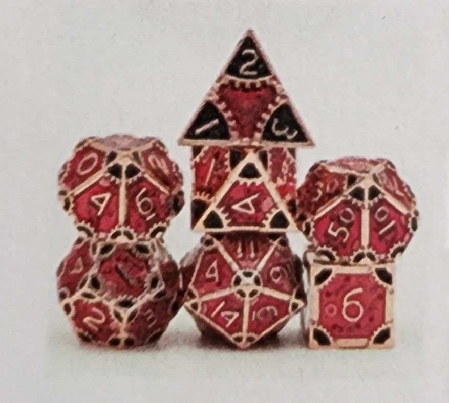 STEAMPUNK BLOODY QUEENMETAL RPG DICE SET