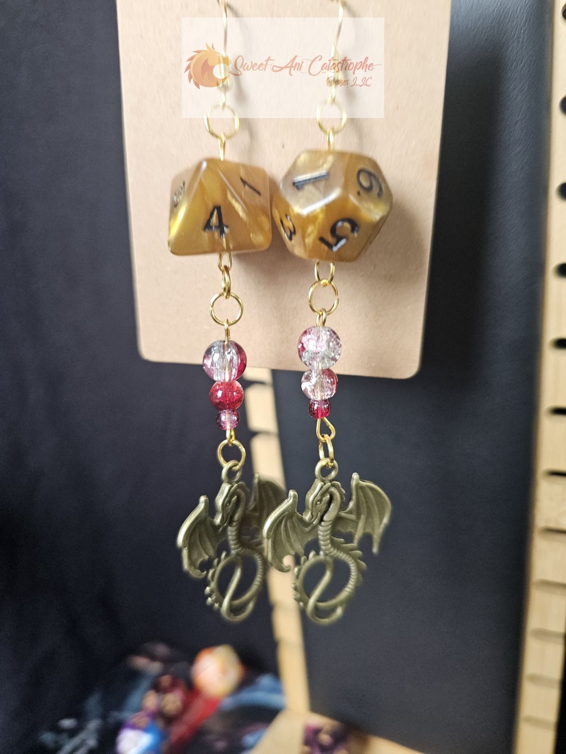 Copper Pieces Dragon Dangle Earrings