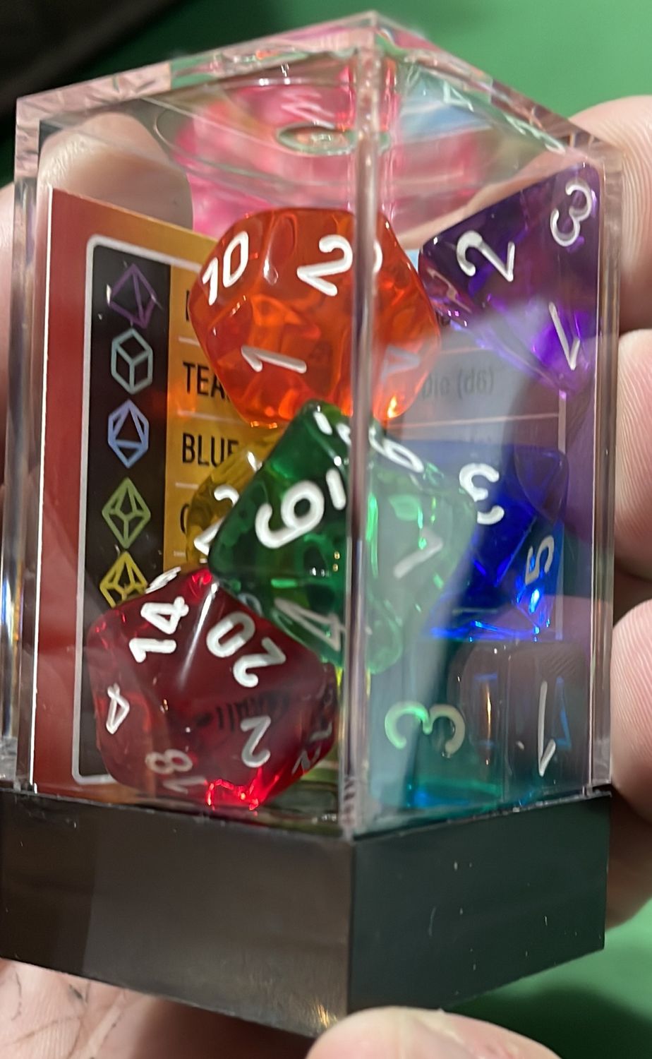 Chessex Prism Translucent GM and Beginner Player Polyhedral 7-Dice Set