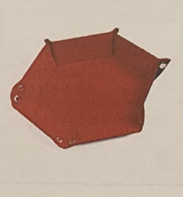 LEATHERETTE AND VELVET DICE TRAY HEX RED