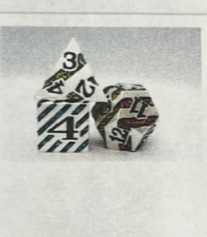 Platinum with Rainbow Mica Metal RPG Dice Set