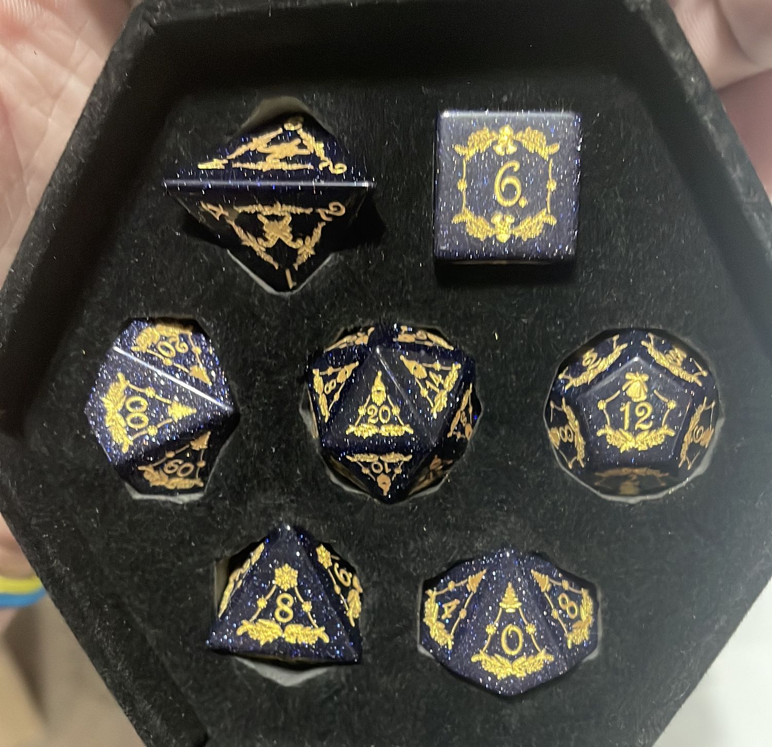 Embellished Blue Sandstone - Gemstone Engraved with Gold