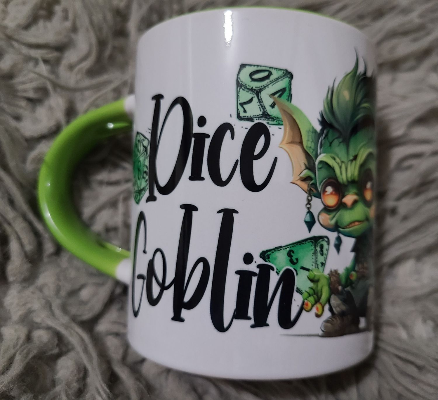 Green Dice Goblin Mug w/Spoon