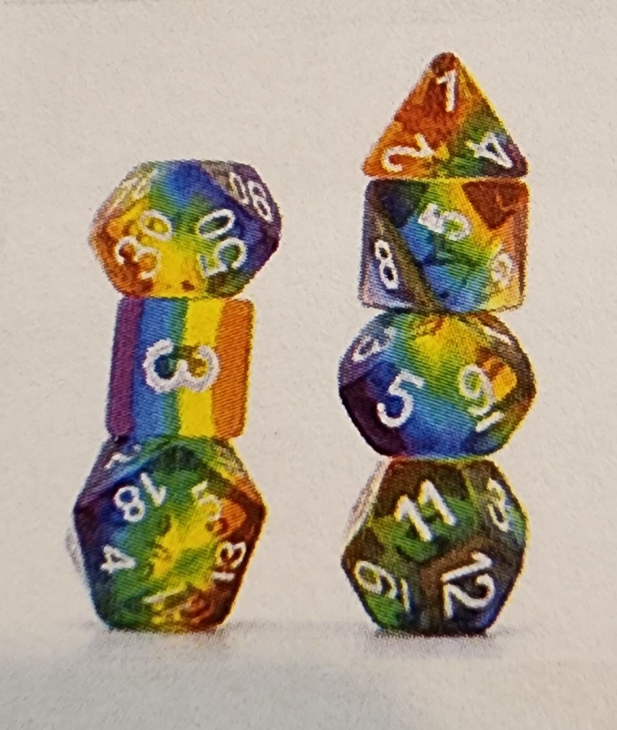TRANSLUCENT RAINBOW RPG DICE SET