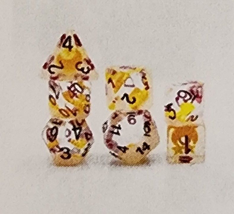 Glow in the dark moon and stars rpg dice set