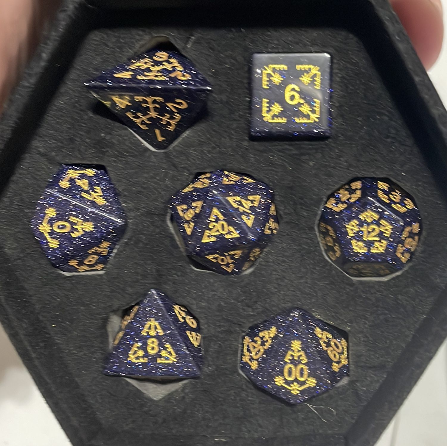 Blue Sandstone and Flourish - Gemstone Engraved with Gold