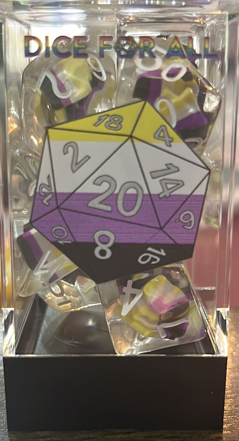 Non-binary Flag RPG Dice Set