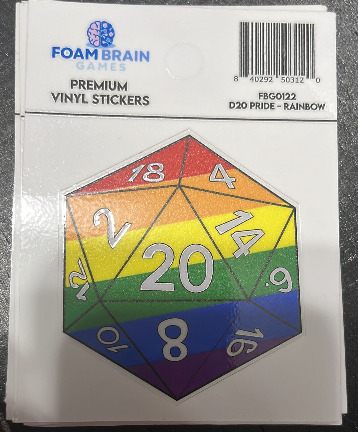 D20 Sticker Rainbow Pride