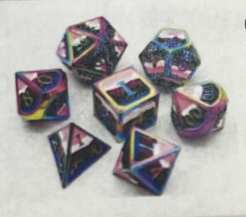 Genderfluid Pride Metal RPG Dice Set