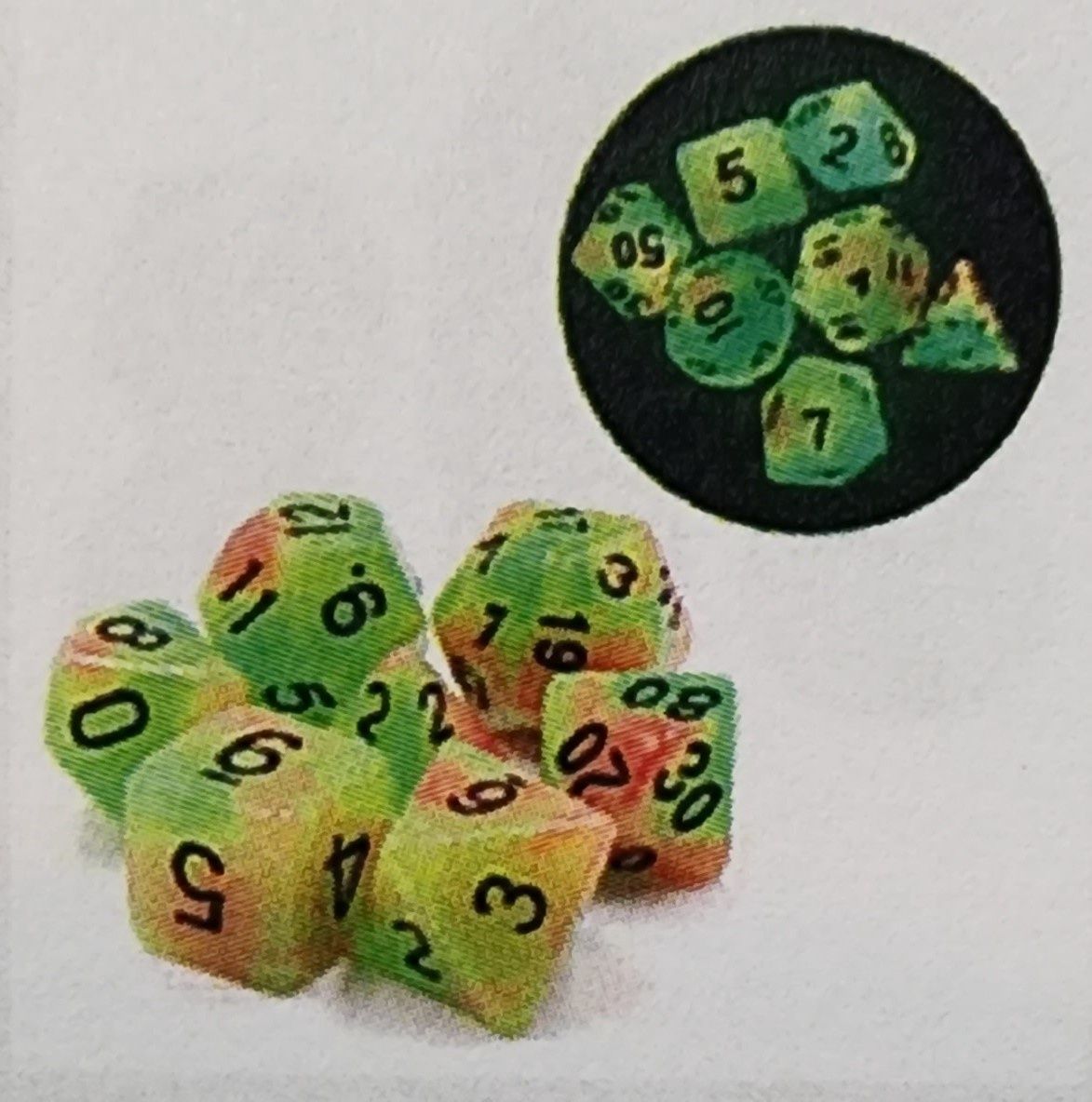 GLOW IN THE DARK MANGO RPG DICE SET