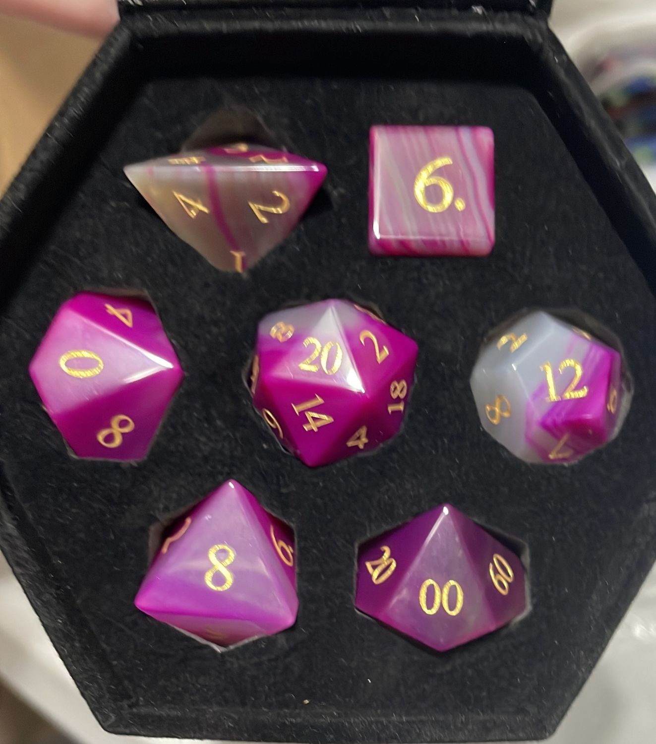 Pink Agate - Gemstone Engraved with Gold