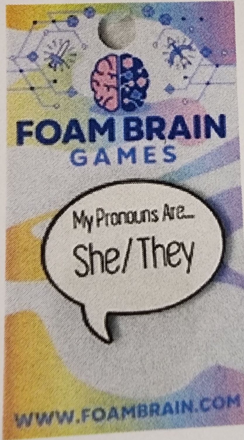 She/they pronoun pins