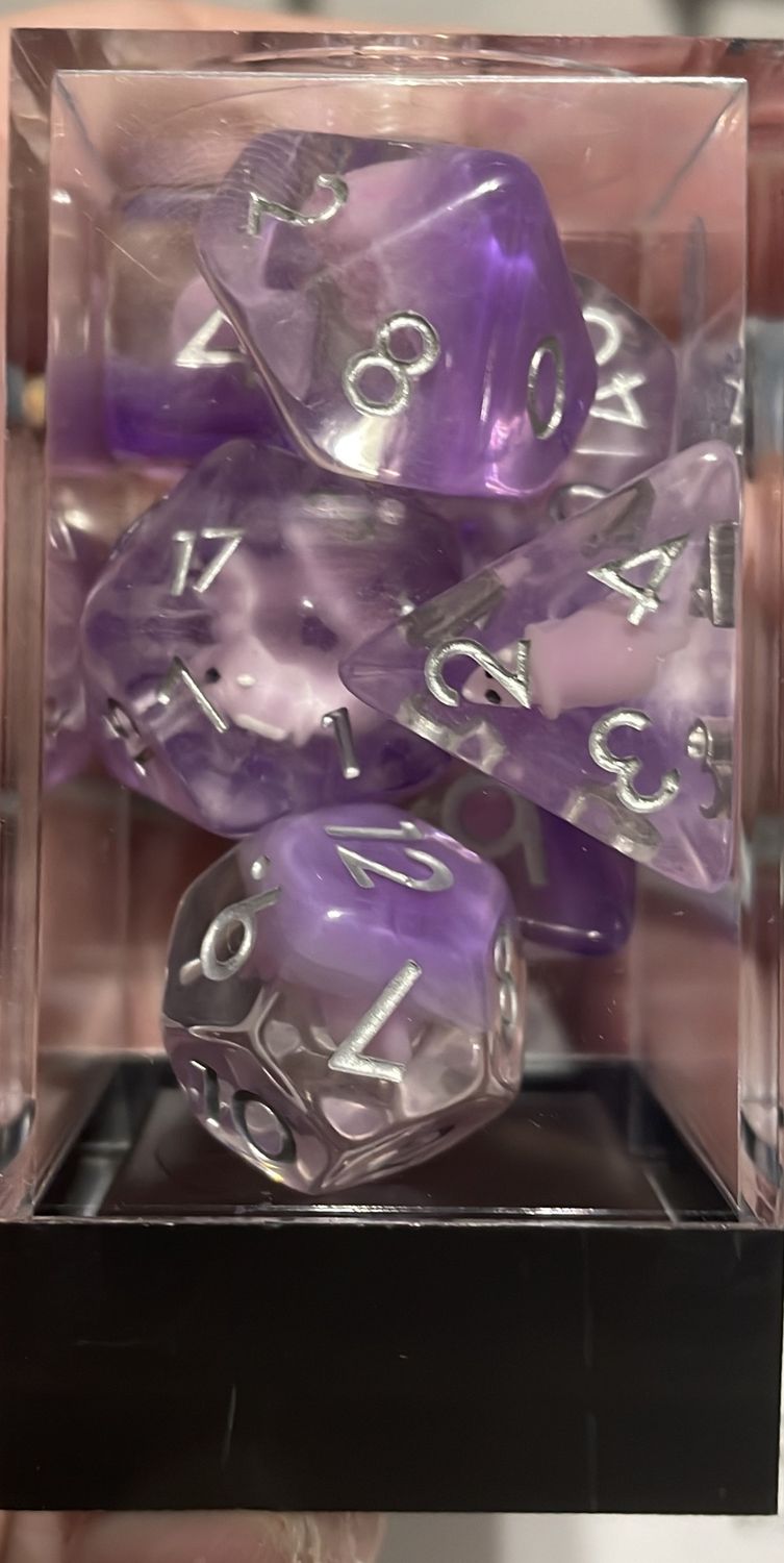 Pink Triceratops RPG Dice Set