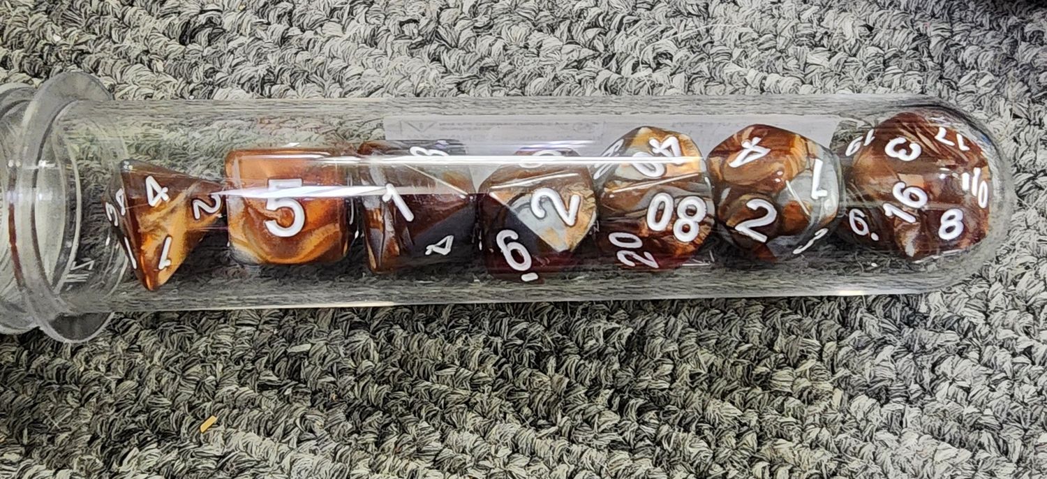 Old School Vorpal Brown and Silver Dice