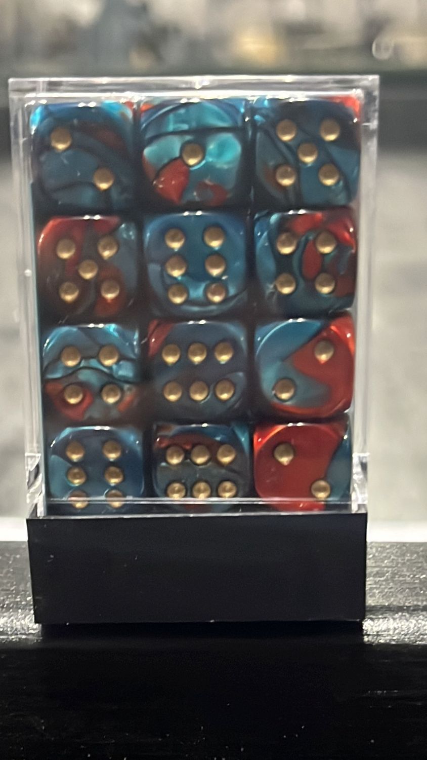 Gemini Red Teal/Gold D6 Dice Block