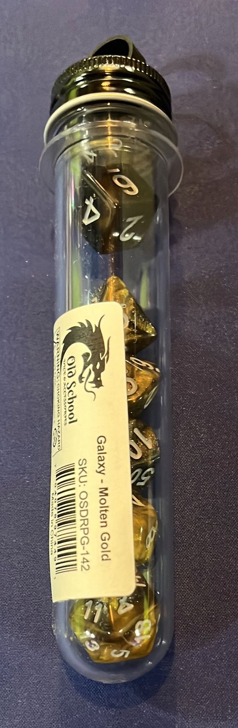 Old school Dice: Galaxy- Molten Gold