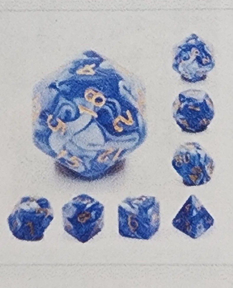 BLUE PORCELAIN RPG DICE SET