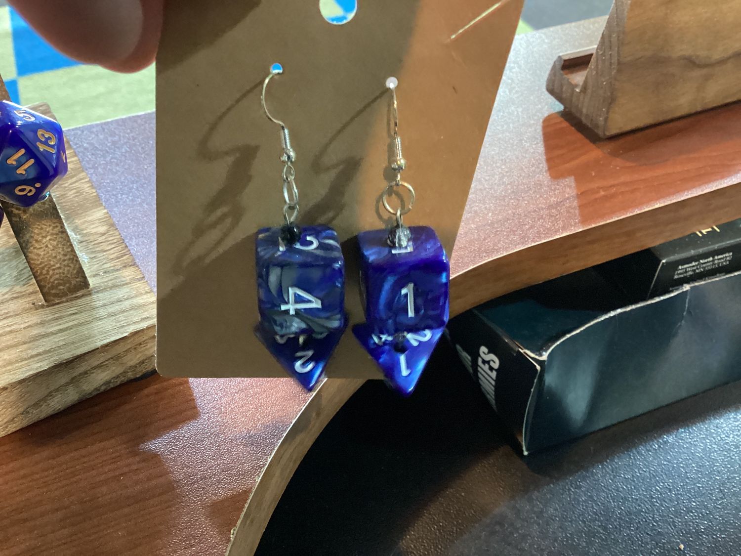 Blue Grey Four Dice Earrings
