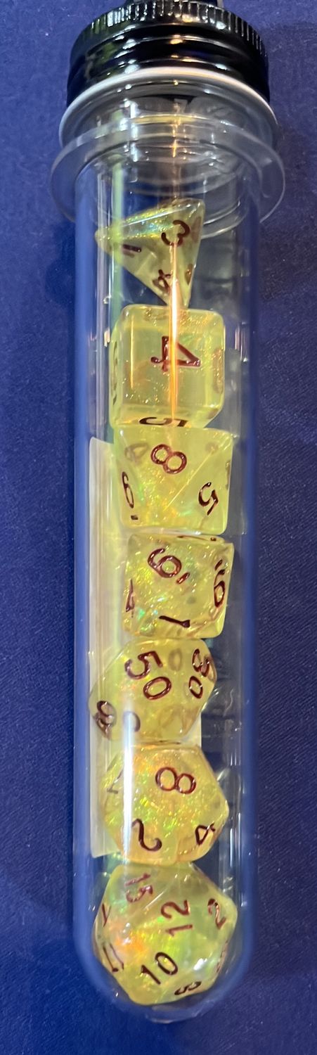 Old School Dice: Galaxy- Yellow Shimmer