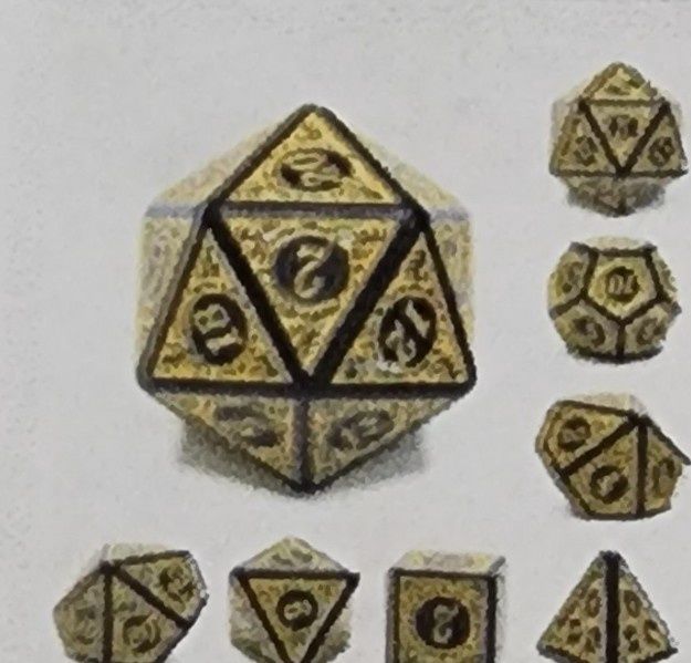 Magic flame yellow rpg dice set
