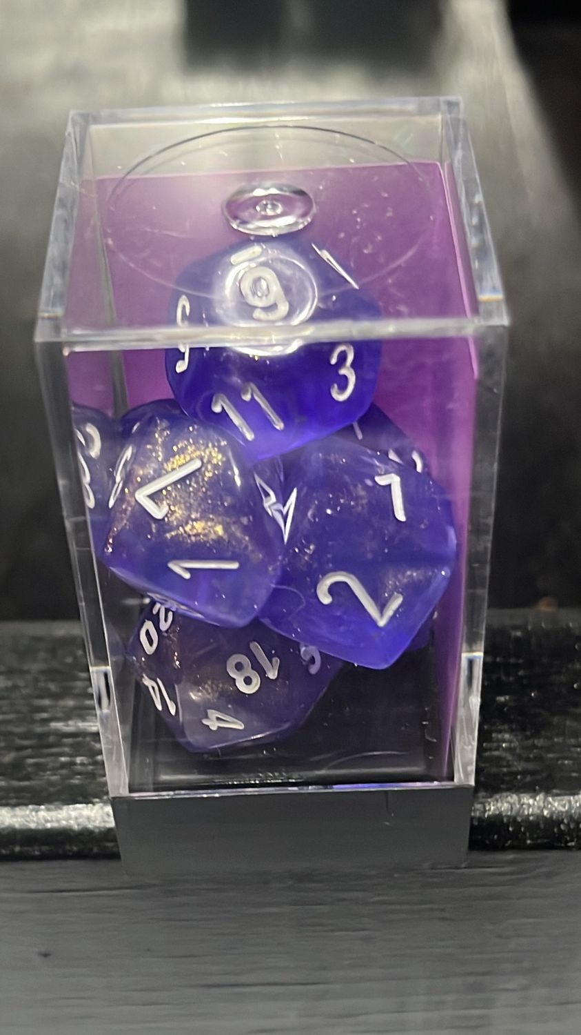 Borealis Purple/White Dice Set