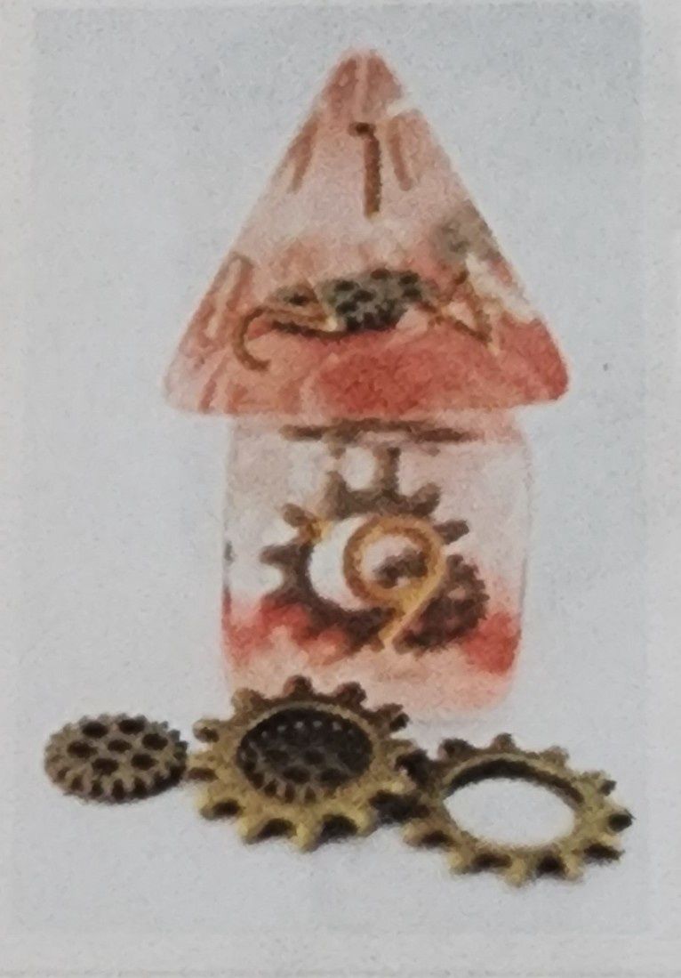 Red swirl ancient gear rpg dice set