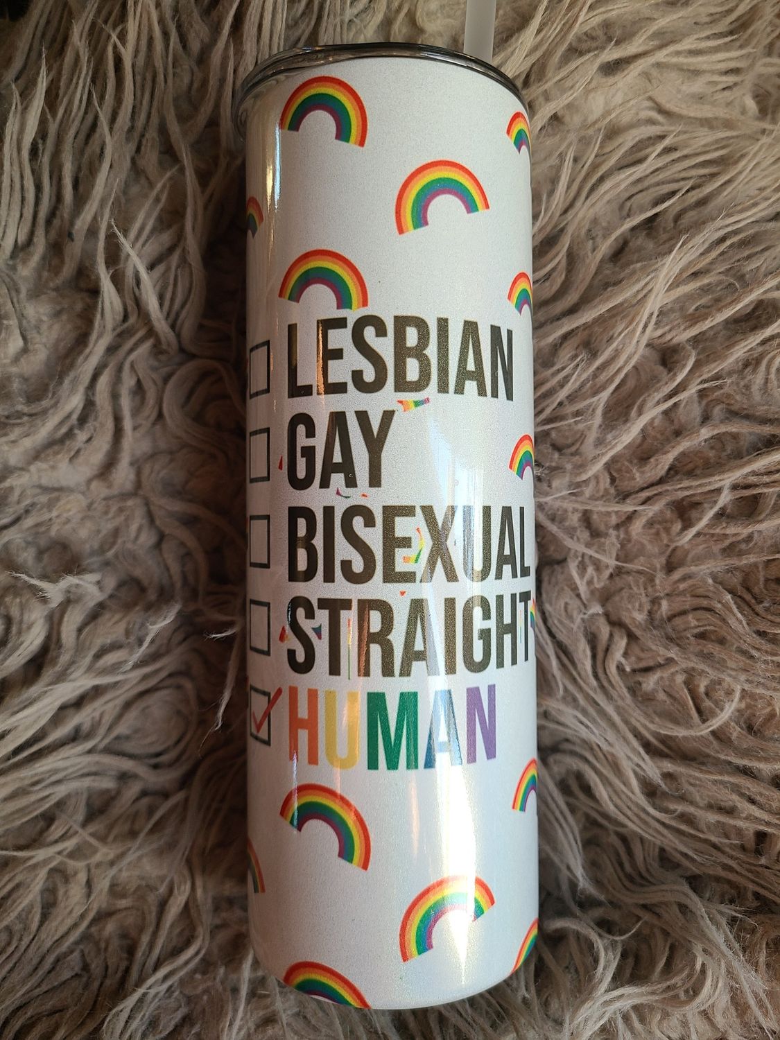 I Am Human Rainbow Tumbler