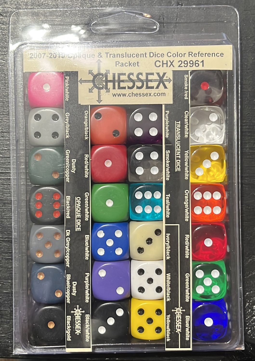 Chessex Opaque and Translucent D6 pack