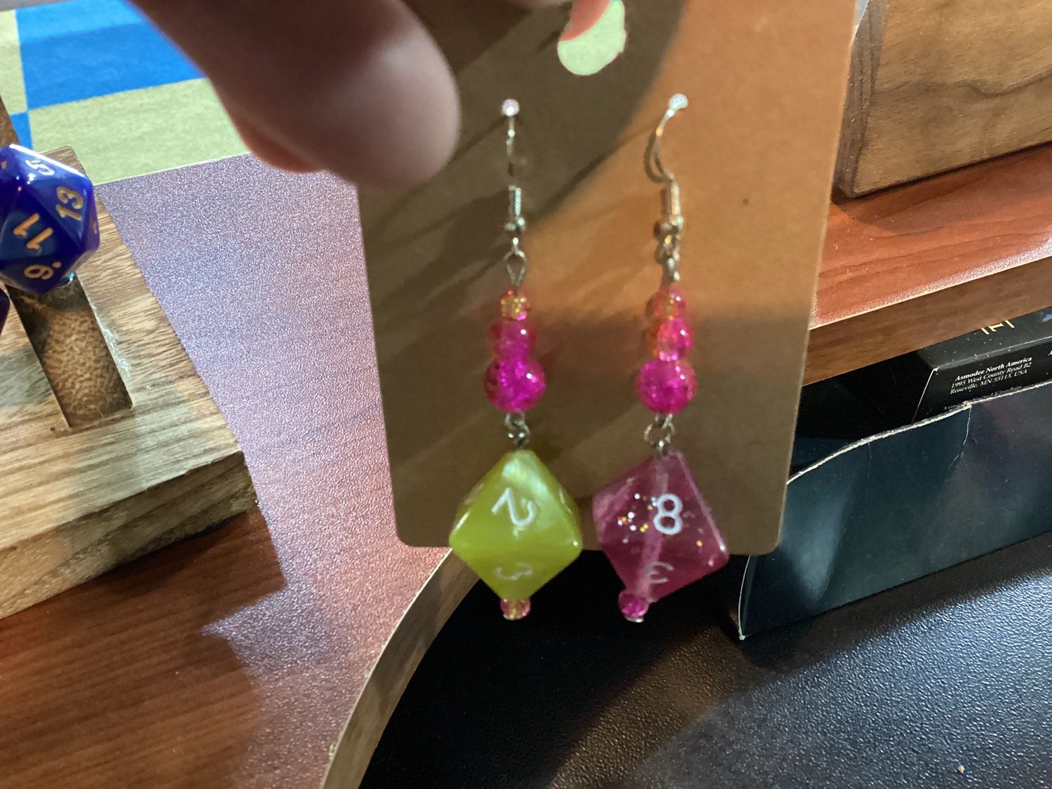 Pink and Yellow Dice Earrings
