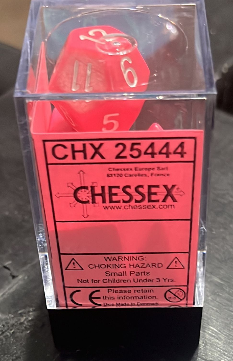 Chessex Opaque Pink and White Dice