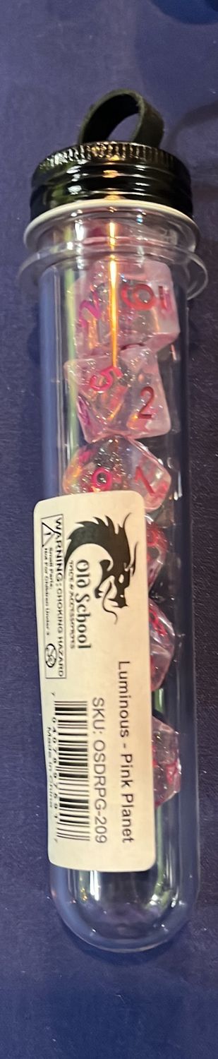Old School Dice: Luminous - Pink Planet