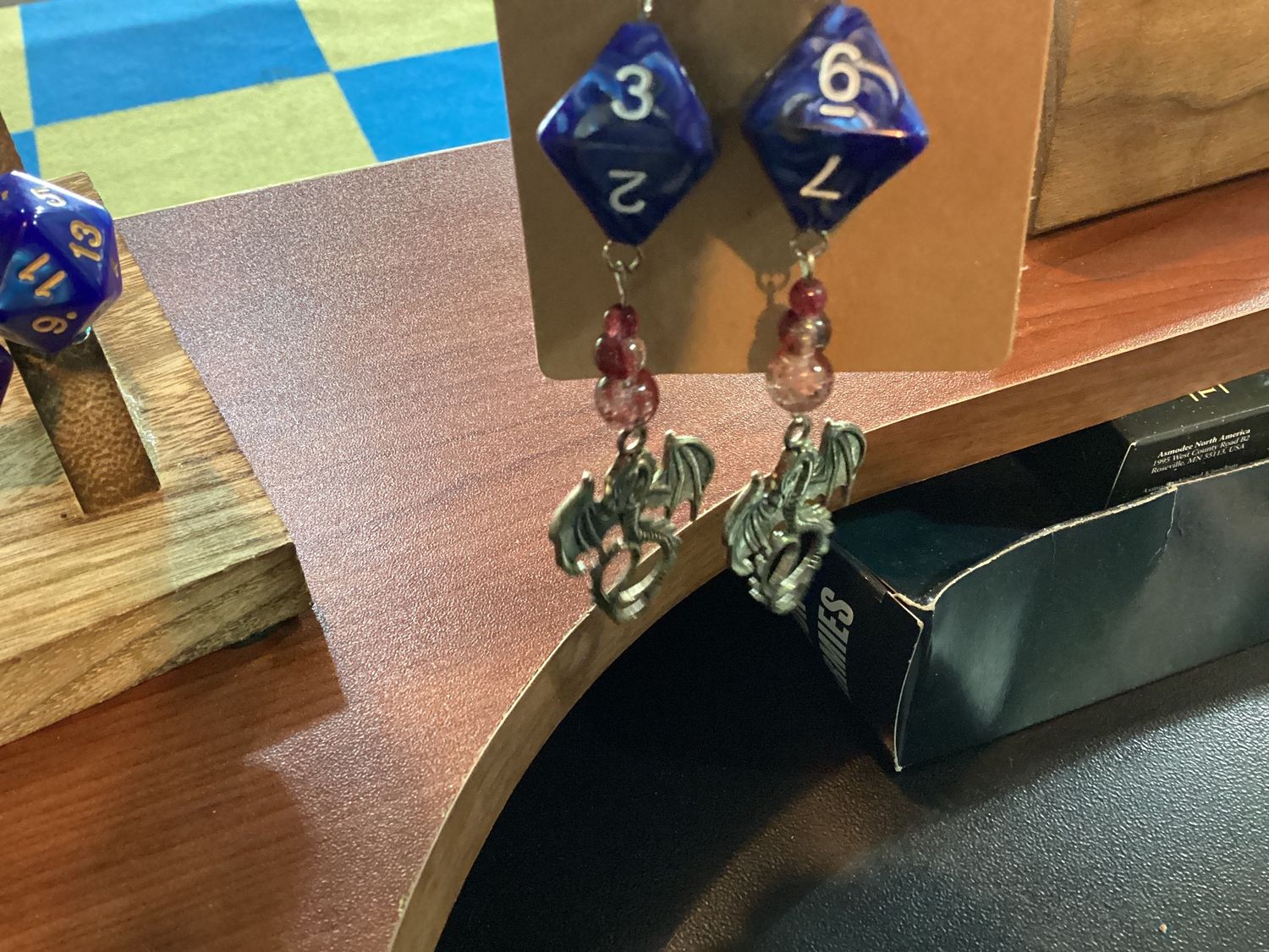 Blue Grey Dragon Earrings